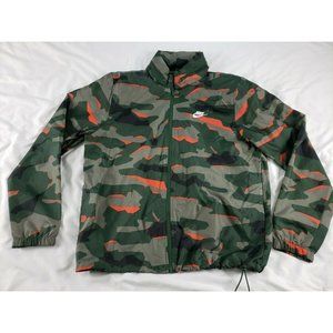 Nike Green Orange Camo Mens Large Windbreaker Jacket AV8417-323